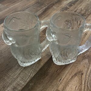 Set of 2 Clear Impression Glass Mug Beer Drink Parrot Tropicana Las Vegas